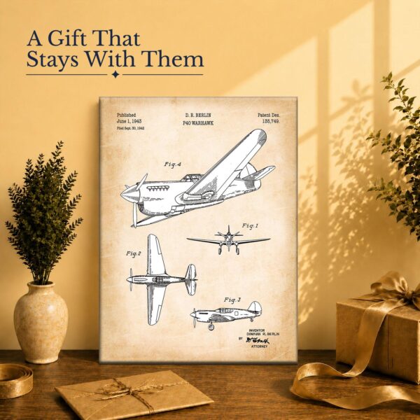 WW2 fighter plane patent print gift for the veteran or history buff in your life