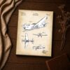 1943 airplane design patent print - vintage military inspirational wall art