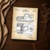 WW2 tank canvas print - military vehicle patent blueprint close-up detail