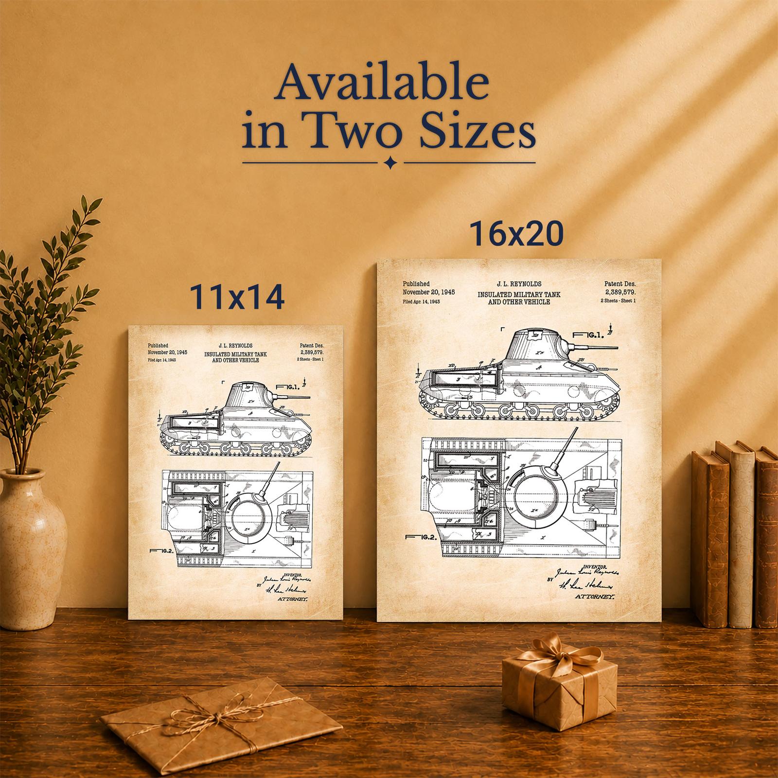 WW2 tank canvas wall art - Made in USA family-owned military patent print