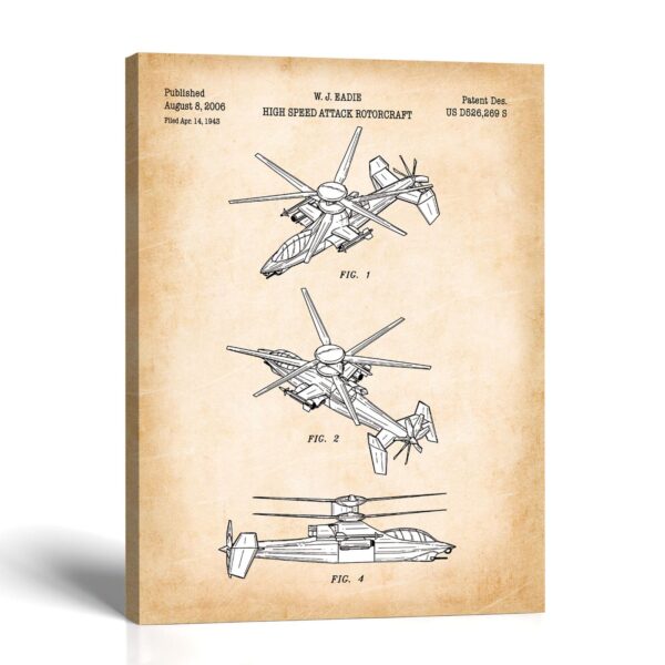 Coaxial helicopter patent canvas print by Crossroads Home Decor