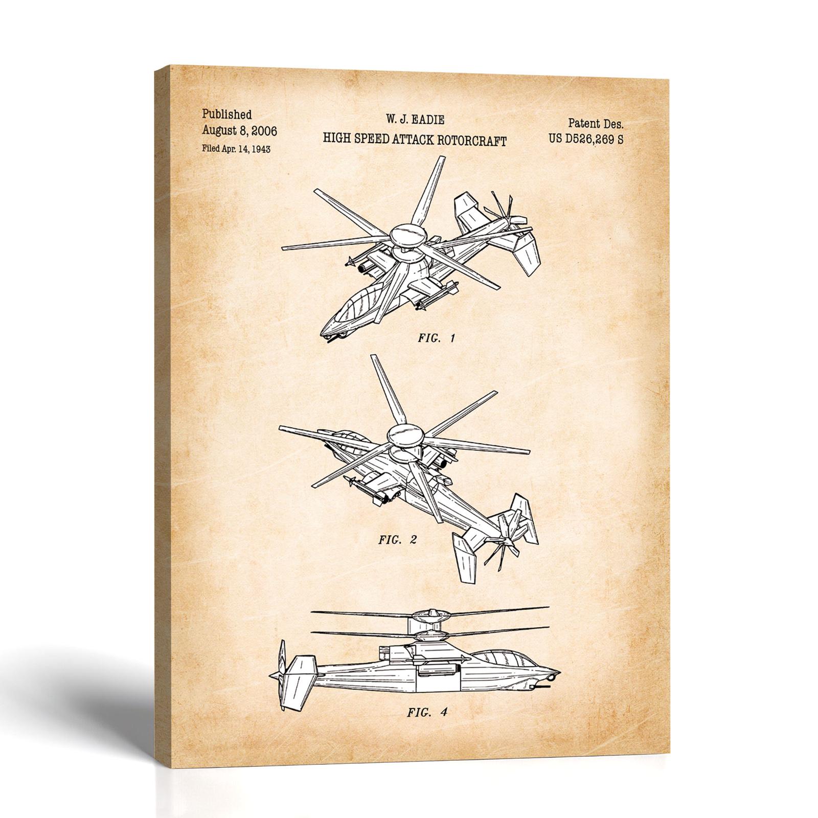 Coaxial helicopter patent canvas print by Crossroads Home Decor