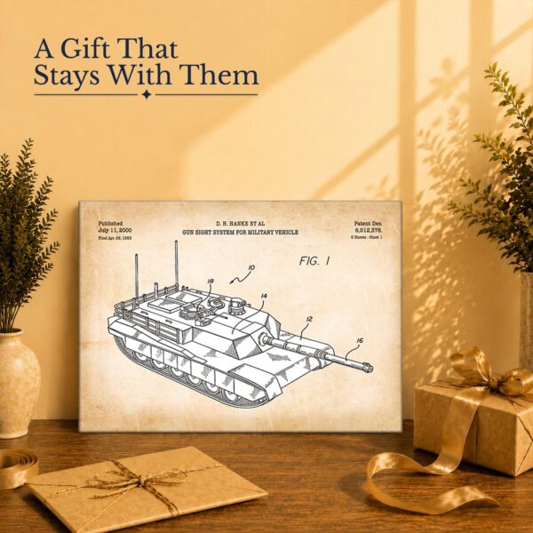 Abrams tank patent print - canvas gift for military history collectors