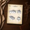 Armored vehicle canvas print - military patent blueprint close-up detail