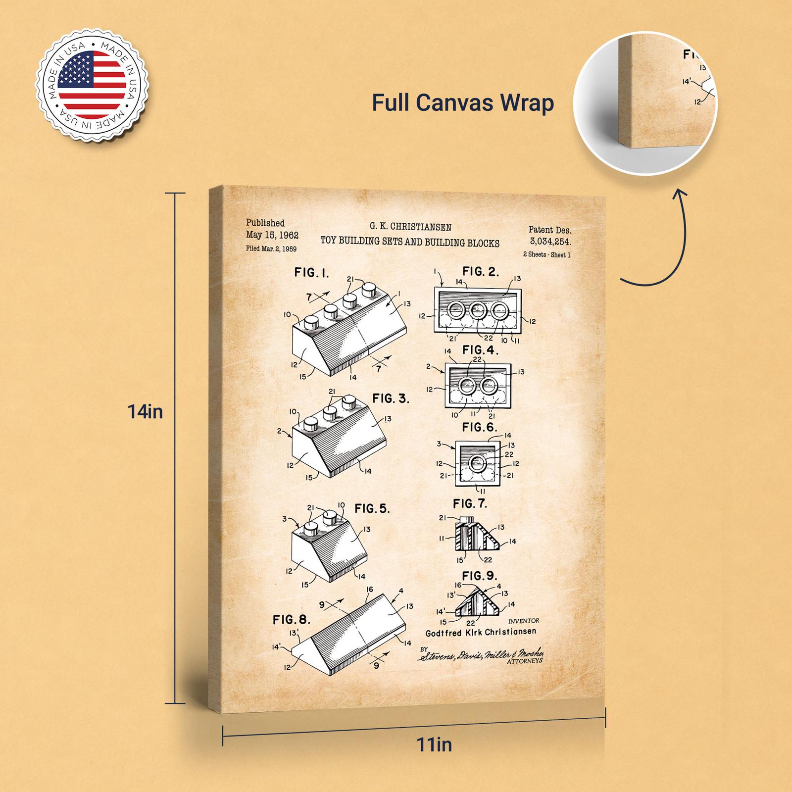 Toy building sets canvas - gallery wrapped canvas edge detail