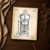 Vintage coffee urn patent art - cross-section detail closeup