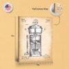 Coffee urn patent art - gallery wrapped canvas edge detail