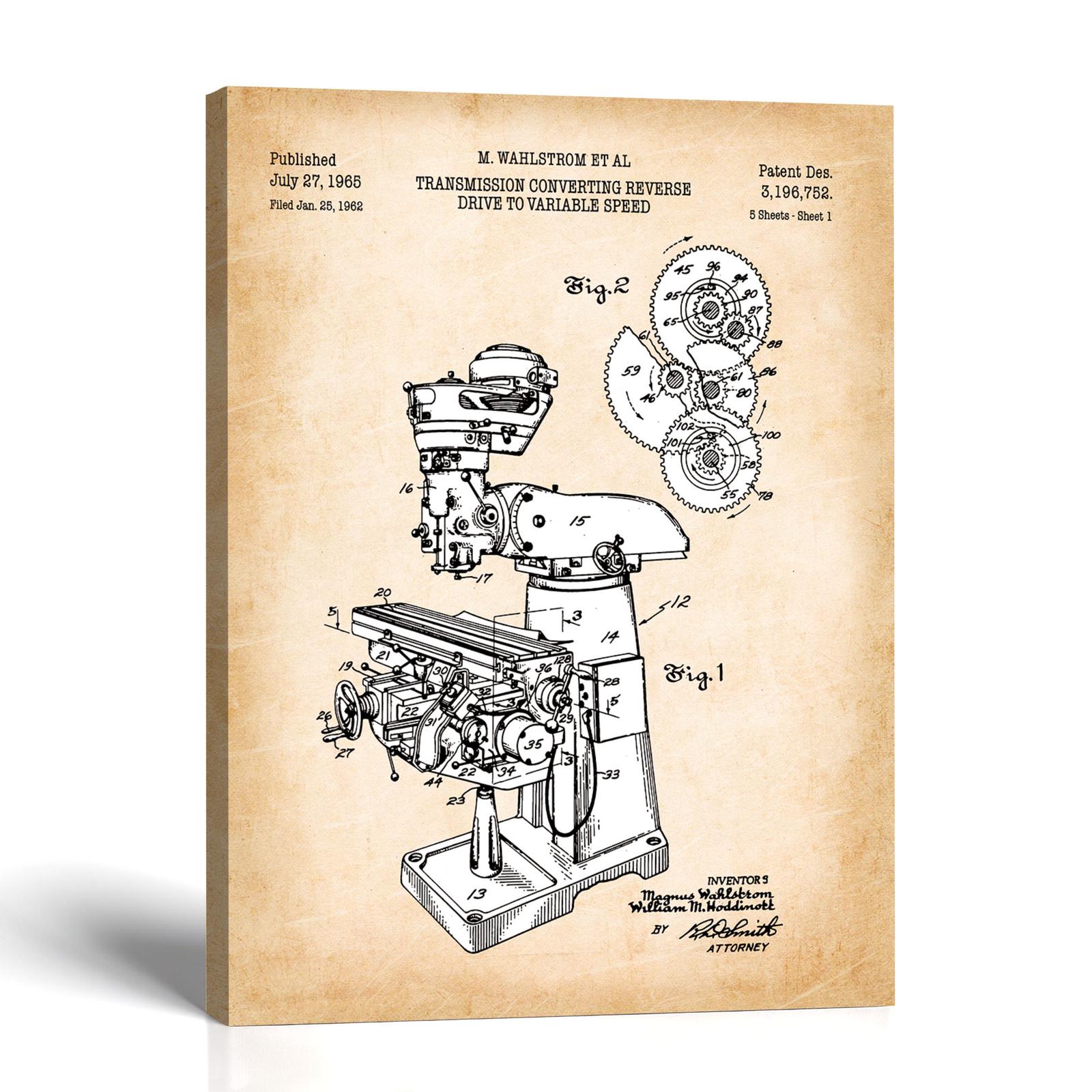 C2384C-1-11x14-1 1965 milling machine patent canvas print by Crossroads Home Decor