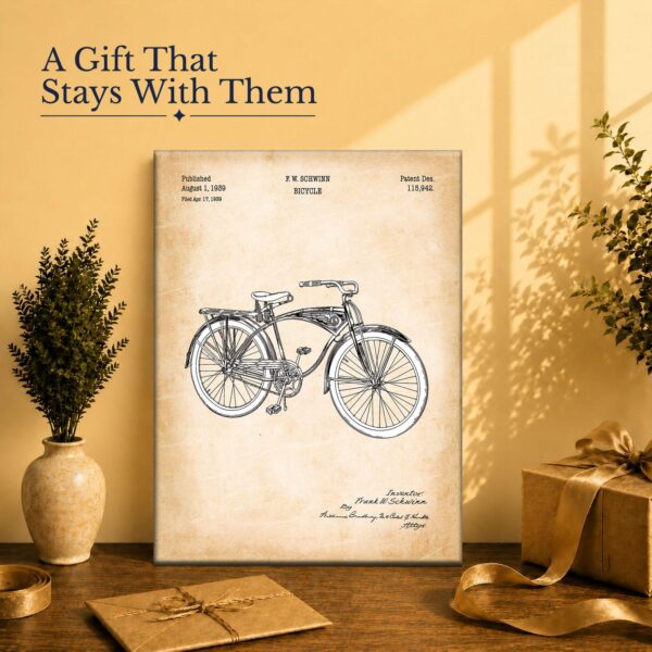 Schwinn bicycle patent gift - canvas print for a cyclist or bike collector