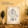 Velocipede patent gift - canvas print for a cyclist or patent-print collector
