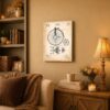 Velocipede patent canvas wall art displayed in a home office