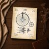 1881 velocipede patent canvas print - high-wheel bicycle blueprint art