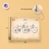 Tandem tricycle patent canvas - gallery wrapped canvas edge detail