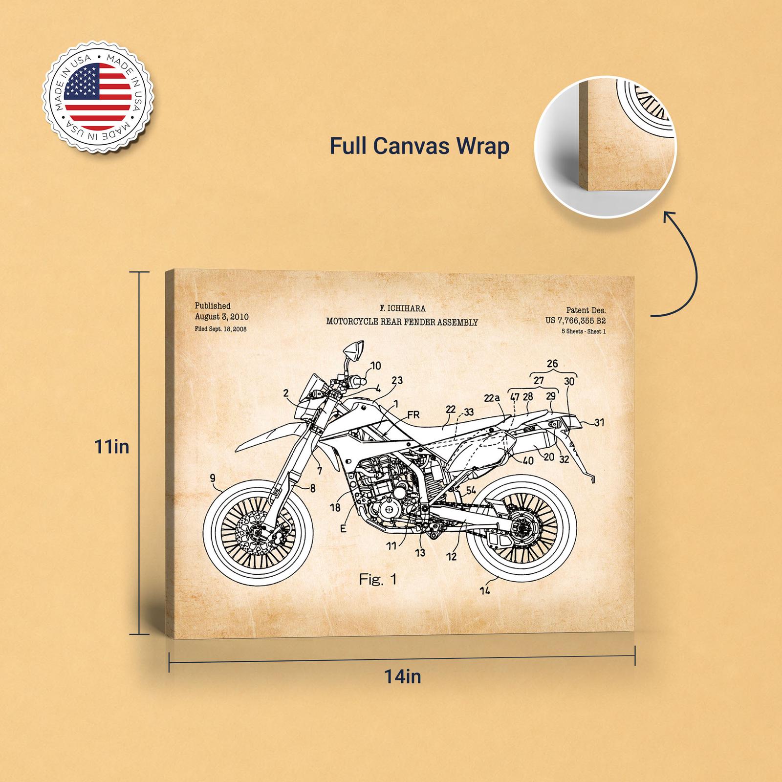 Dirt bike patent canvas - gallery wrapped canvas edge detail