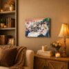 Luncheon of the Boating Party canvas wall art displayed in a dining room