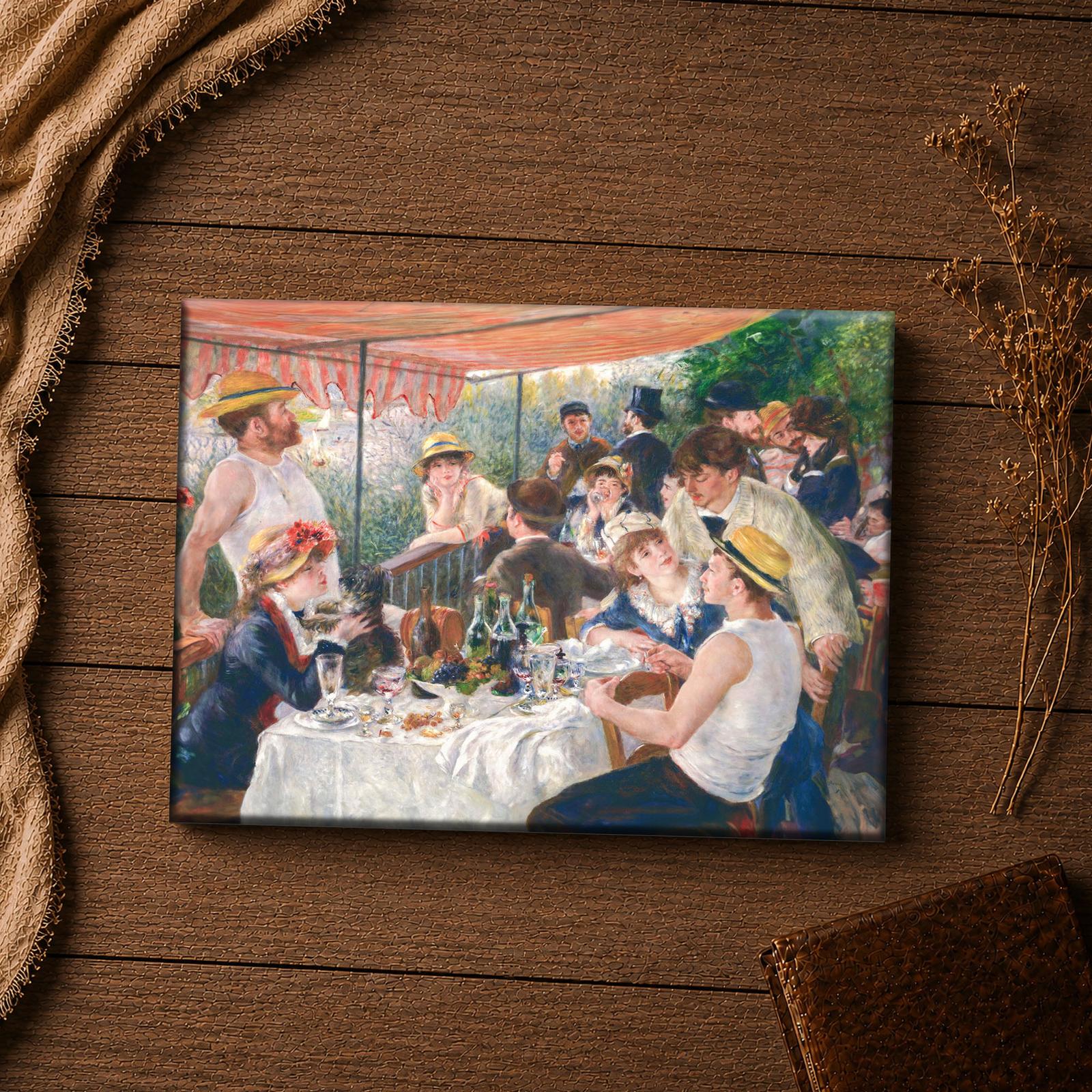 Luncheon of the Boating Party canvas print - Renoir's riverside gathering detail