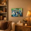 Dance at Le Moulin de la Galette canvas wall art displayed in a living room or entryway