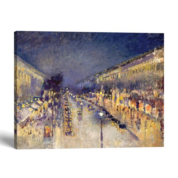 The Boulevard Montmartre at Night canvas print by Pissarro - Crossroads Home Decor