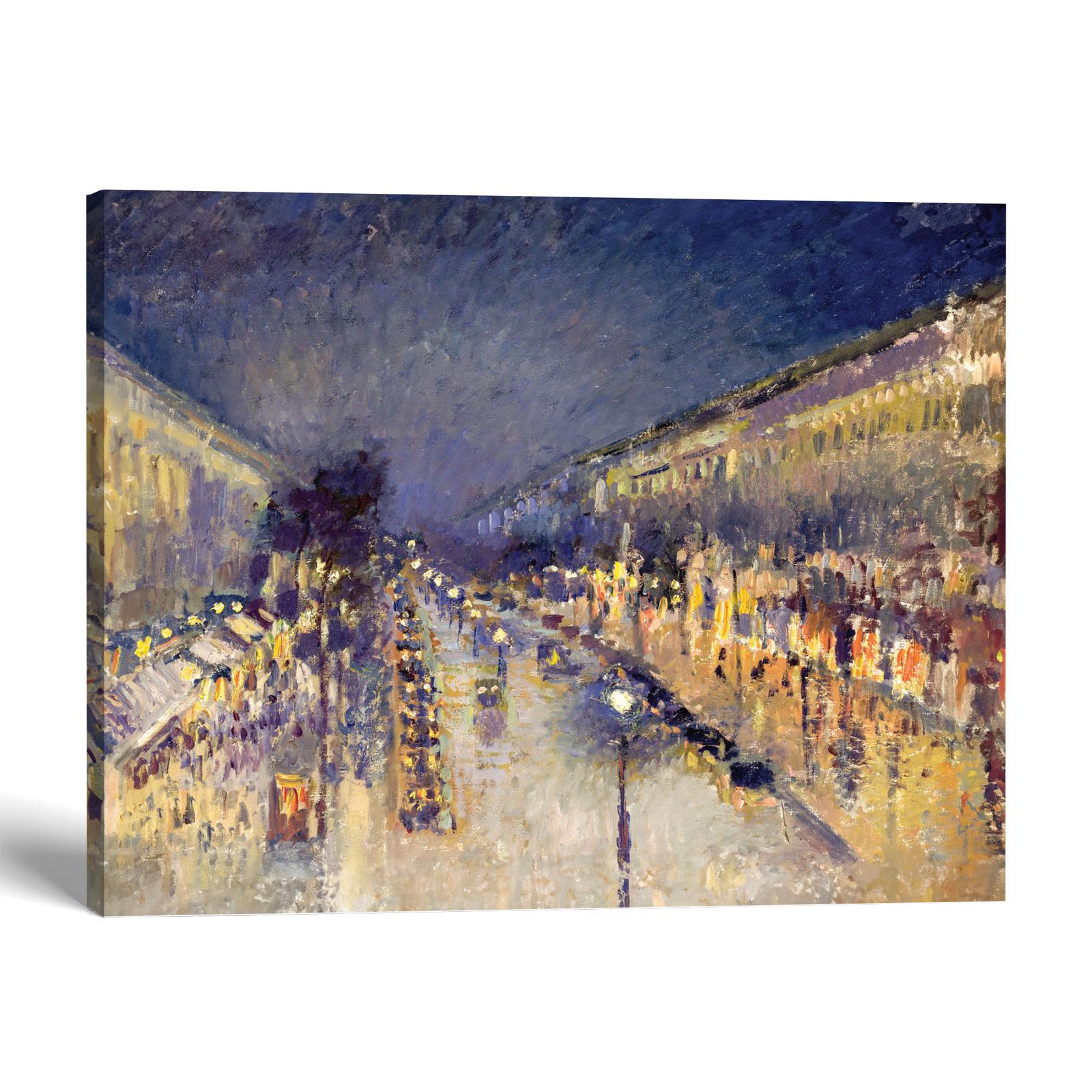 The Boulevard Montmartre at Night canvas print by Pissarro - Crossroads Home Decor