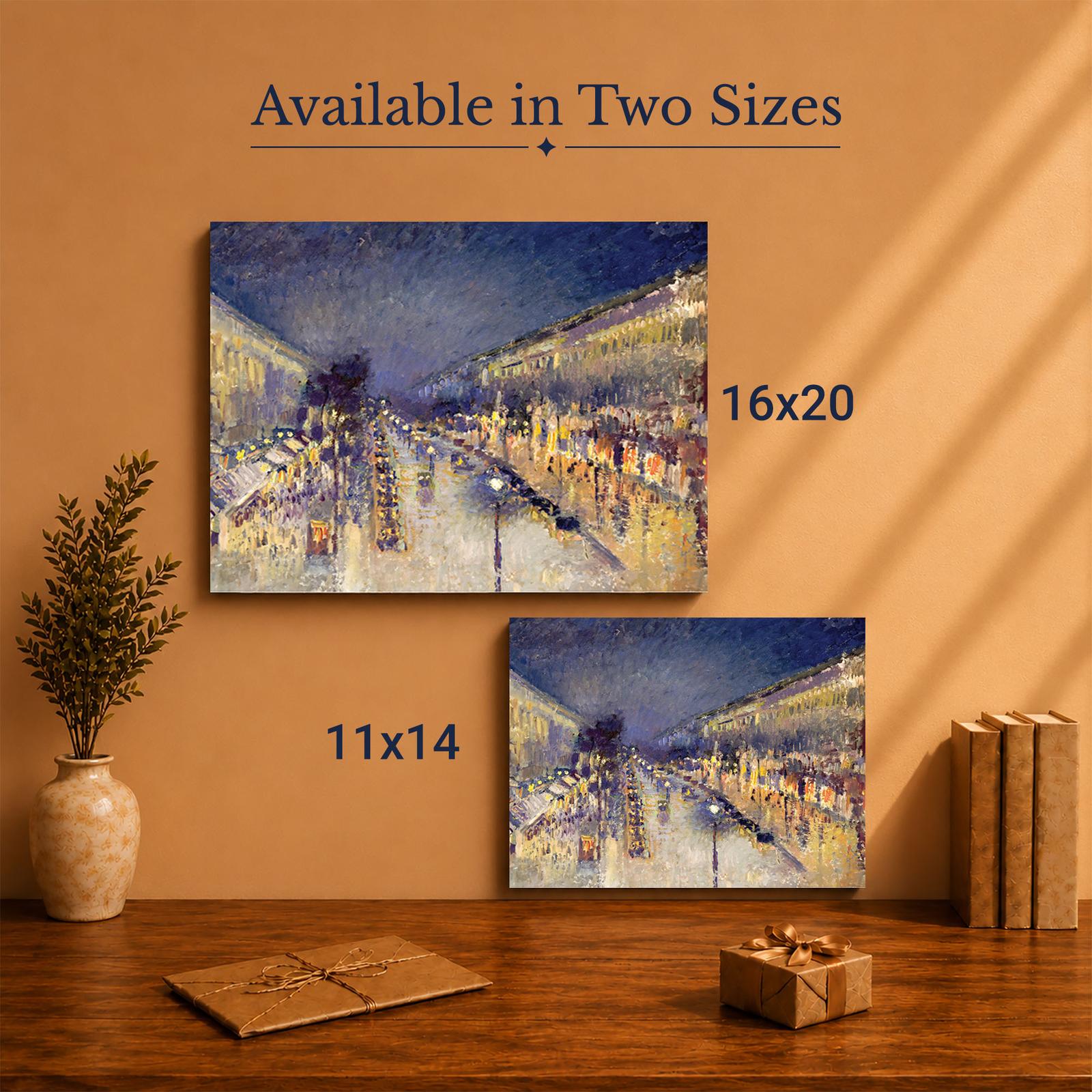 The Boulevard Montmartre at Night canvas print - made in the USA in our family-owned workshop
