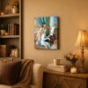 Young Girls at the Piano canvas wall art displayed in a music room or living room