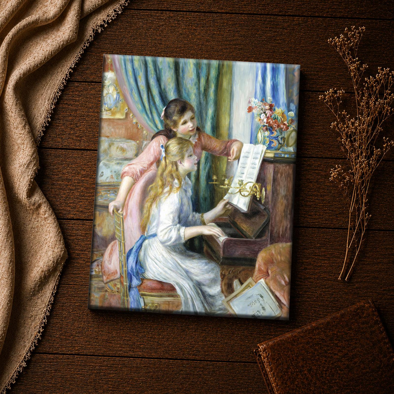 Young Girls at the Piano canvas print - Renoir's parlor scene detail