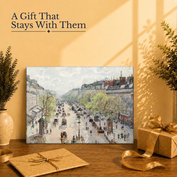 Boulevard Montmartre, Spring canvas print - Impressionist art gift for a Pissarro lover