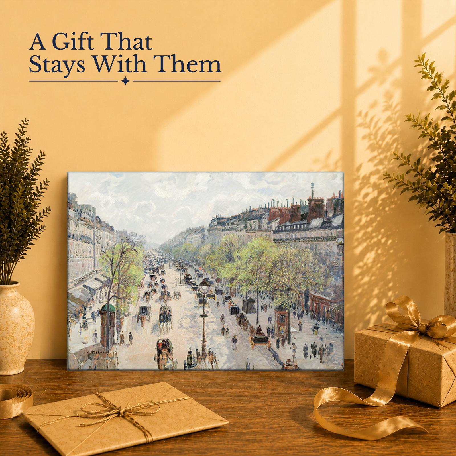Boulevard Montmartre, Spring canvas print - Impressionist art gift for a Pissarro lover