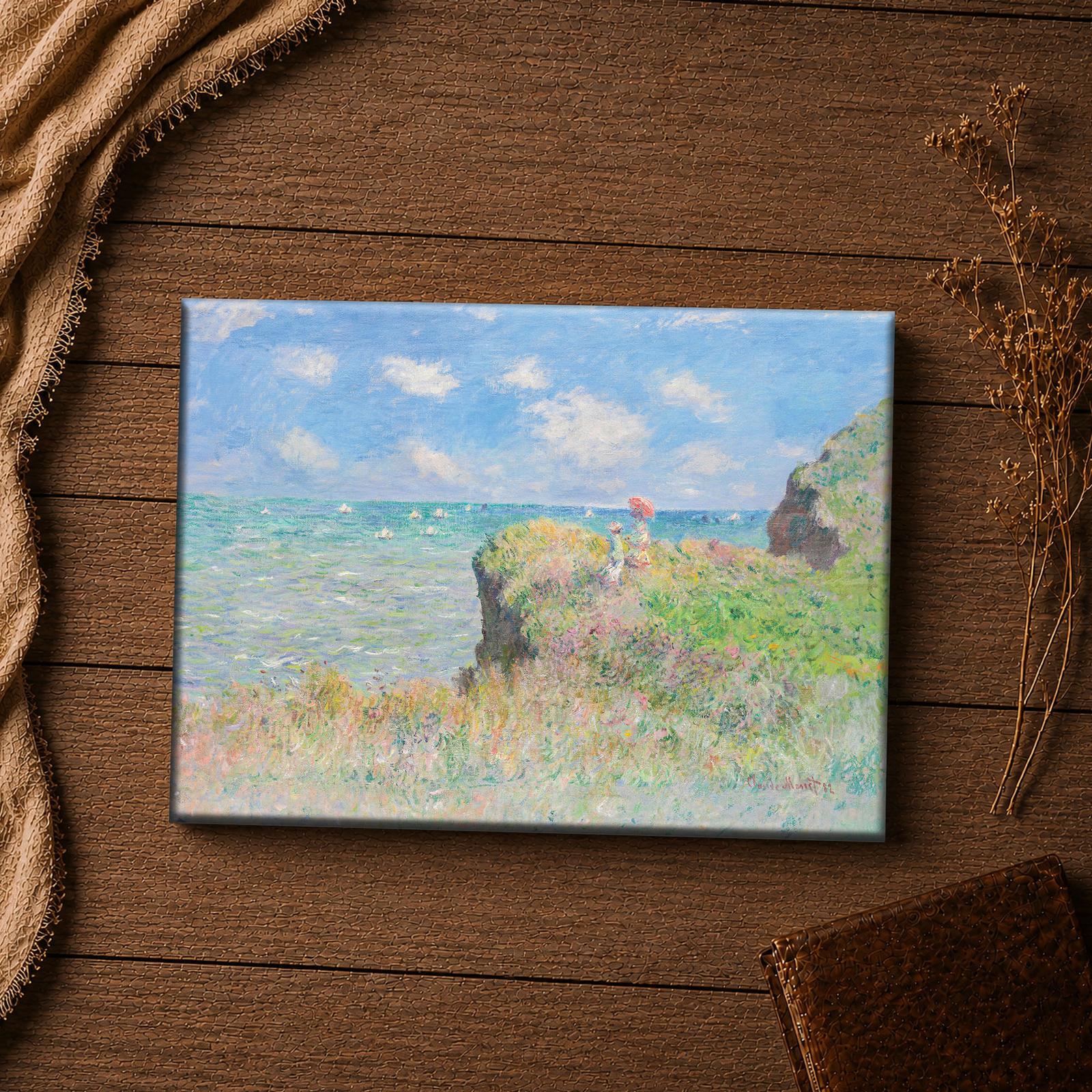 C2413C-4-11x14-1 Claude Monet Cliff Walk at Pourville canvas print - Impressionist coastal wall art