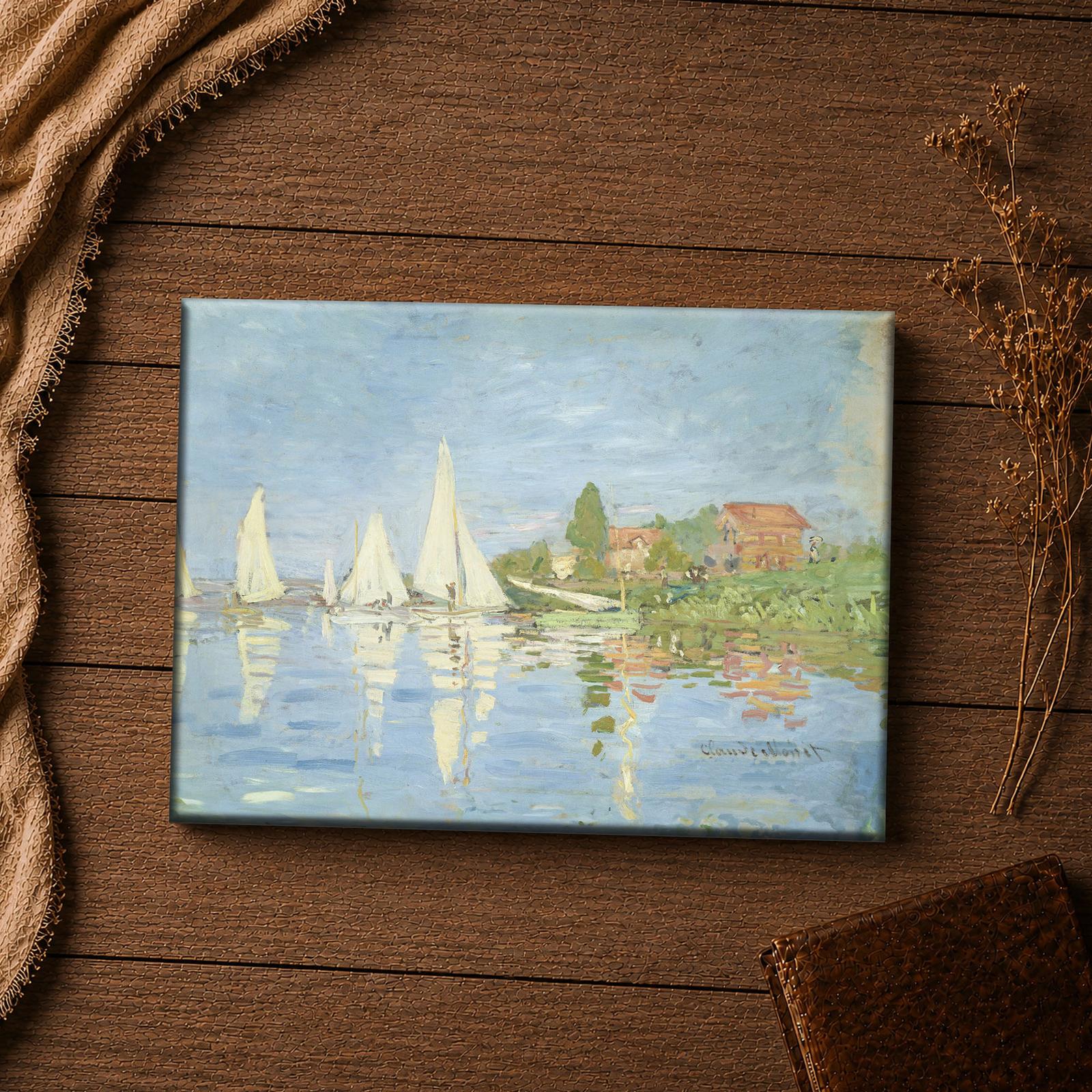 C2416C-4-11x14-1 Regatta at Argenteuil canvas print - close-up of Monet's 1872 brushwork