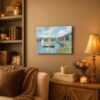 Monet Bridge at Argenteuil canvas wall art displayed in a study
