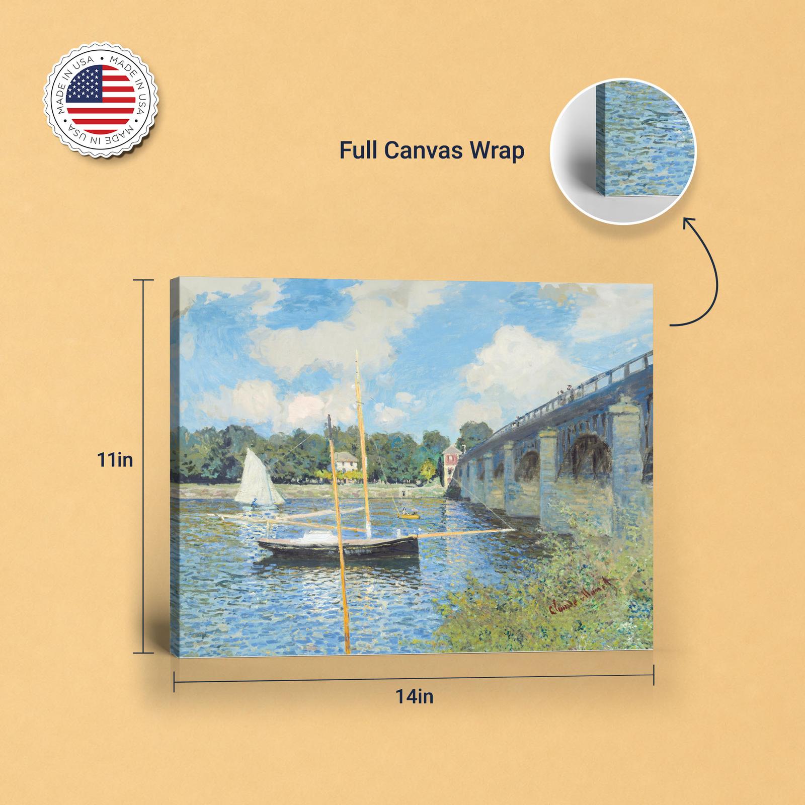 Gallery-wrapped and floating frame canvas styles for this Monet river scene