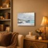 Monet Beach at Sainte-Adresse canvas wall art displayed in a sunroom