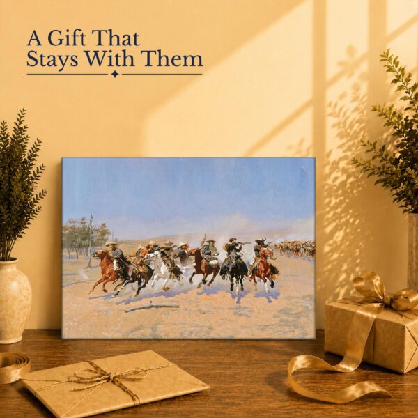A Dash for the Timber gift - canvas print for a western art or cowboy decor lover