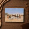 Frederic Remington signature detail on this galloping cowboy scene