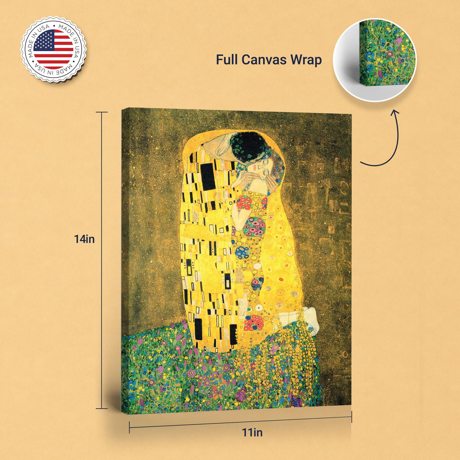 The Kiss canvas print - gallery wrapped and floating frame styles