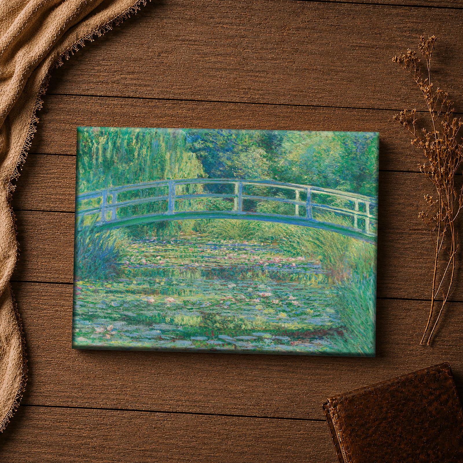 Monet Japanese footbridge canvas print - water lily and willow detail inspirational wall art