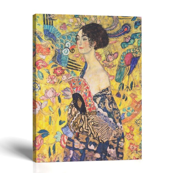 Lady with a Fan canvas print - Gustav Klimt Art Nouveau portrait by Crossroads Home Decor
