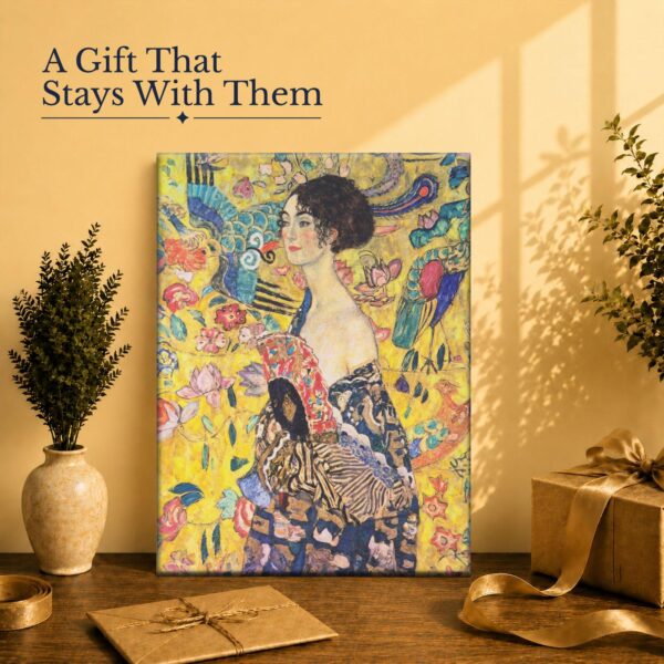 Lady with a Fan gift - canvas print for art lovers and Klimt collectors