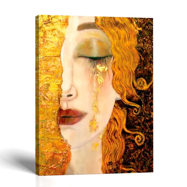 Golden Tears canvas print - gold-leaf symbolist portrait by Crossroads Home Decor