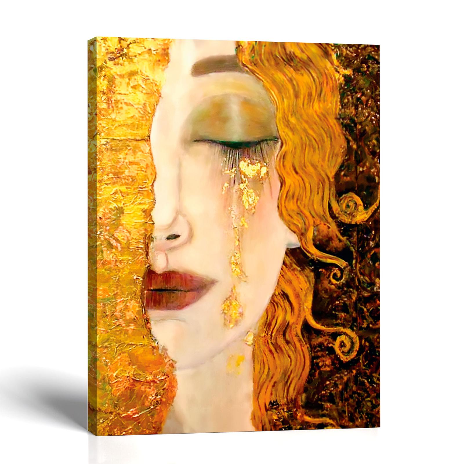 Golden Tears canvas print - gold-leaf symbolist portrait by Crossroads Home Decor