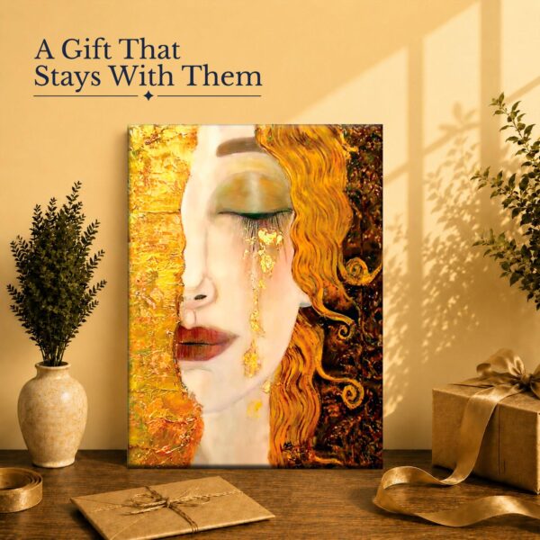 Golden Tears gift - canvas print for art lovers and gold decor fans