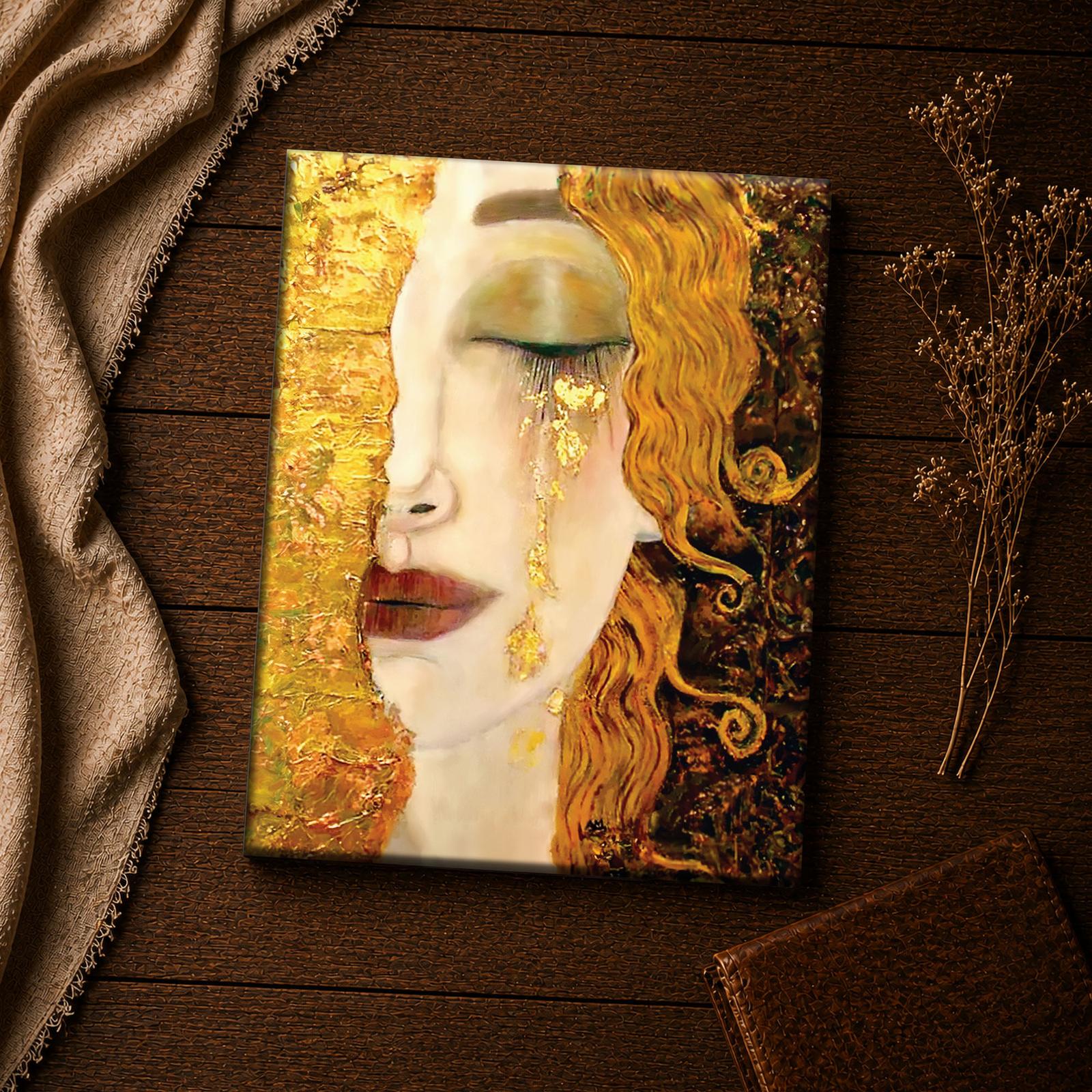 Golden Tears canvas print - gold-leaf portrait detail inspirational wall art