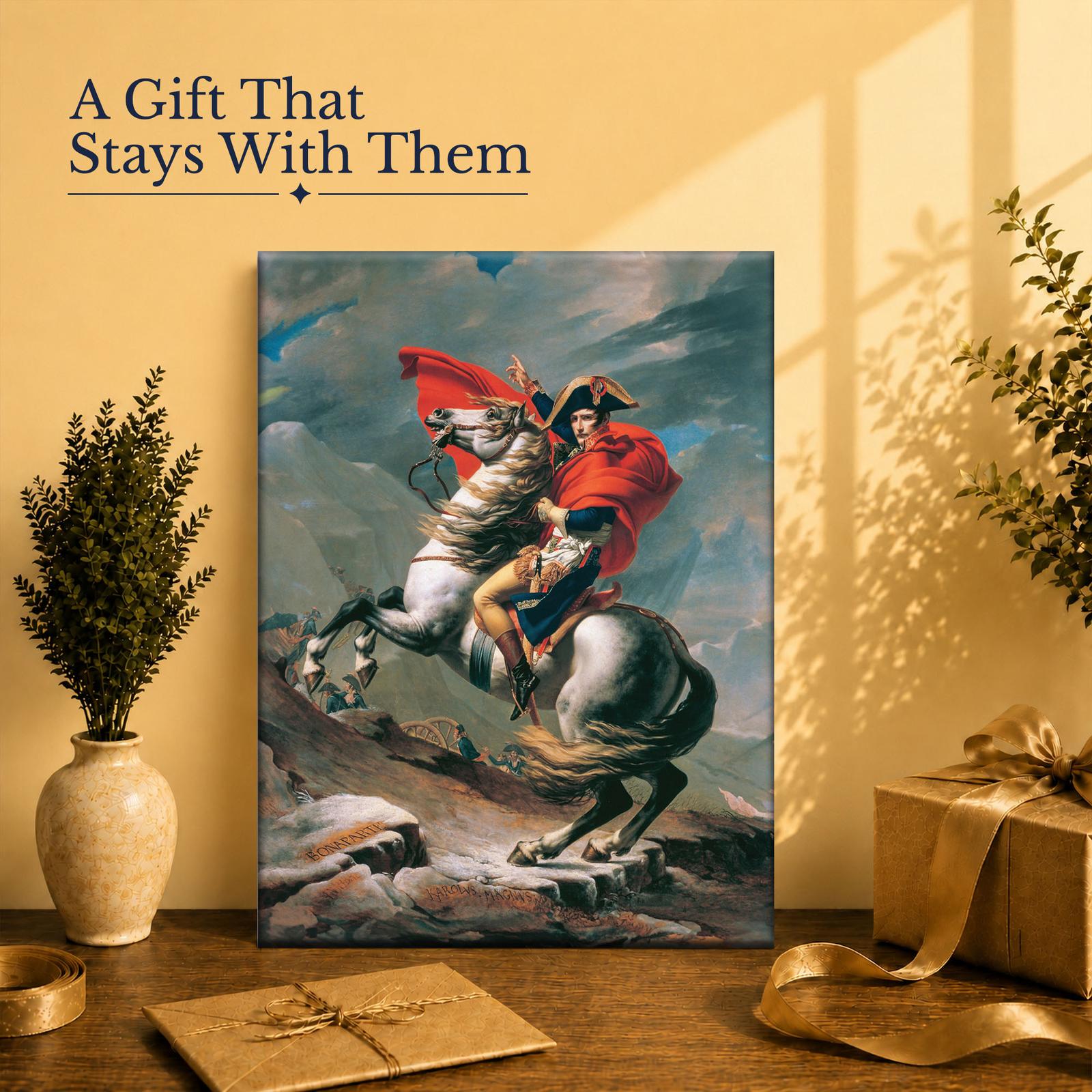 Napoleon Crossing the Alps canvas print - gift for history buffs and Napoleonic collectors