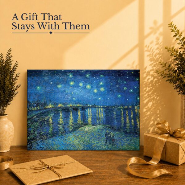 Gift for Van Gogh and Impressionist art lovers - blue river canvas wall art