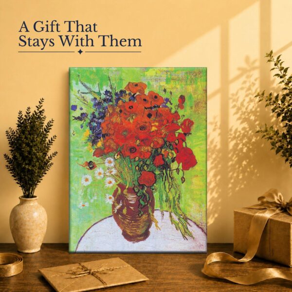 Gift for Van Gogh and floral art lovers - Red Poppies and Daisies canvas print