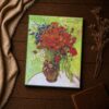 Poppy decor canvas print - brushwork close-up of Van Gogh's floral still life