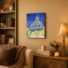 Church at Auvers canvas wall art displayed in a living room