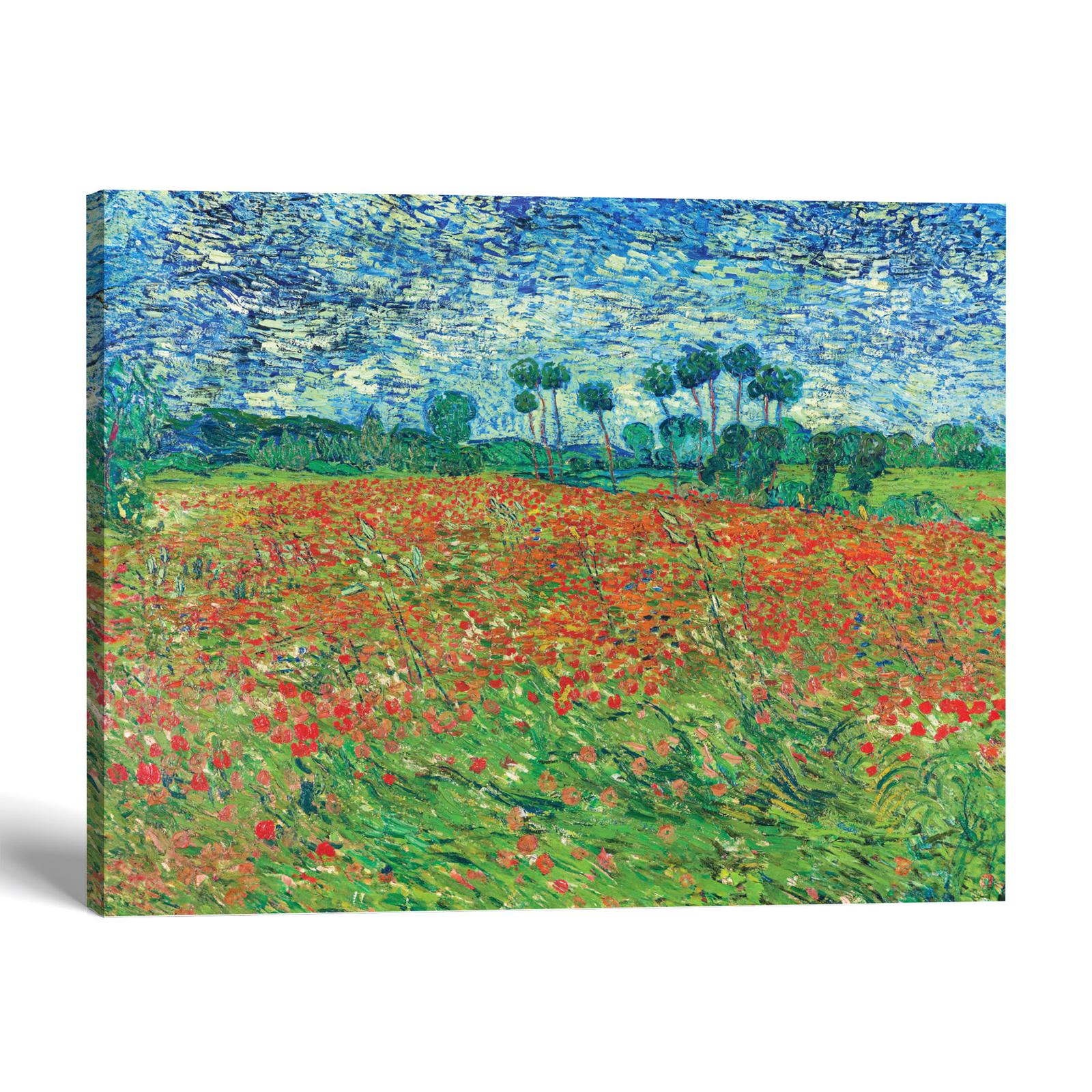 C2446C-1-11x14-1 Poppy Field by Van Gogh canvas print - red and green landscape wall art by Crossroads Home Decor