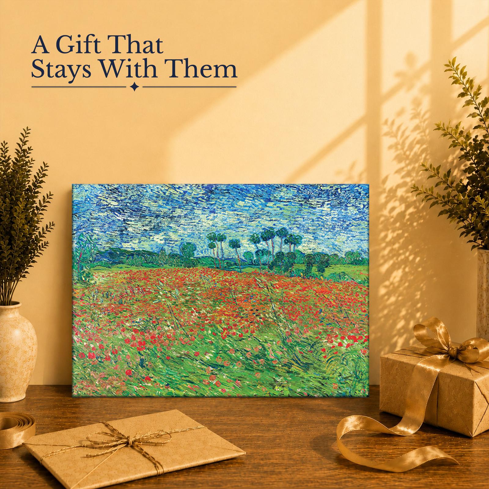 C2446C-2-11x14-1 Poppy Field by Van Gogh gift - canvas print for Van Gogh and landscape art lovers